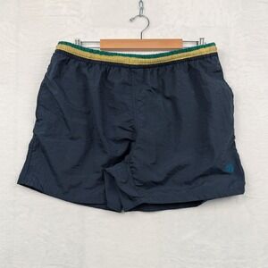 VTG Givenchy Shorts Men XL Swim Trunks 5" Navy Blue Mesh Lined Nylon 4G Logo 90s